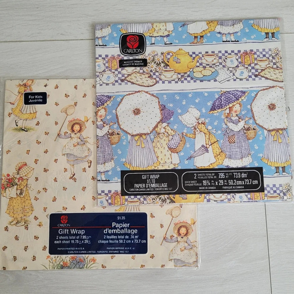 3/$25 Vintage Holly Hobbie Gift Wrap Wrapping Paper All Occasions x2 - Picture 1 of 1